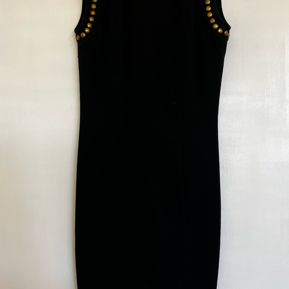 A'gaci Black and Gold Embellished Mini Sheath Dress